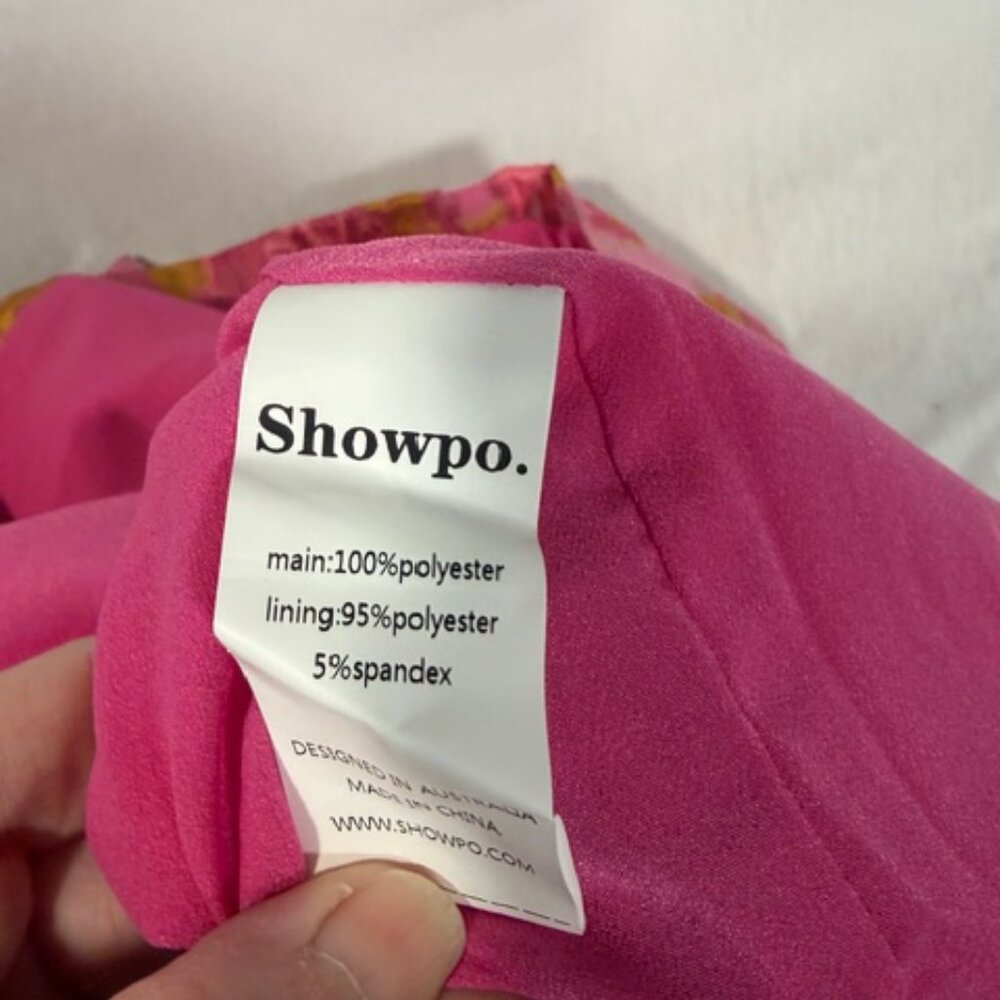 Showpo Strapless Floral Dress Size 12 Pink Jacquard Party Spring Summer - Picture 11 of 12